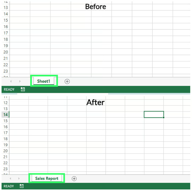 Renamed the worksheet using VBA in Excel 10