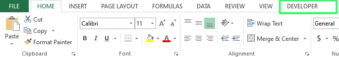 Developer tab in Excel 4