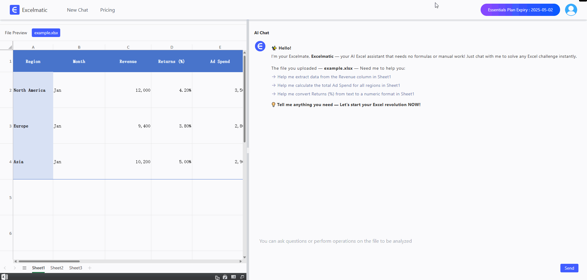 Camembert du chiffre d'affaires